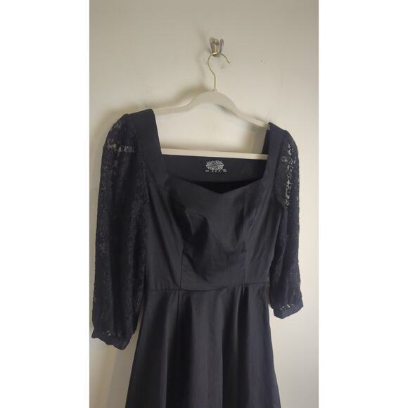 Hearts & Roses Black Pinup Fit and Flare Dress Sweetheart Neckline Women's 4 - Picture 5 of 8